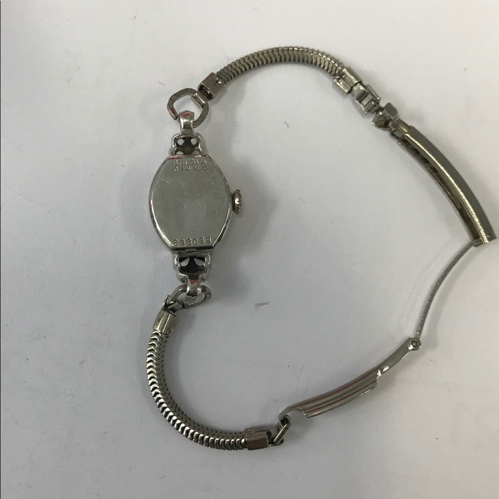 SOLD ❌Antique Bulova Watch 14k White Gold & Diamonds - Picture 4 of 5